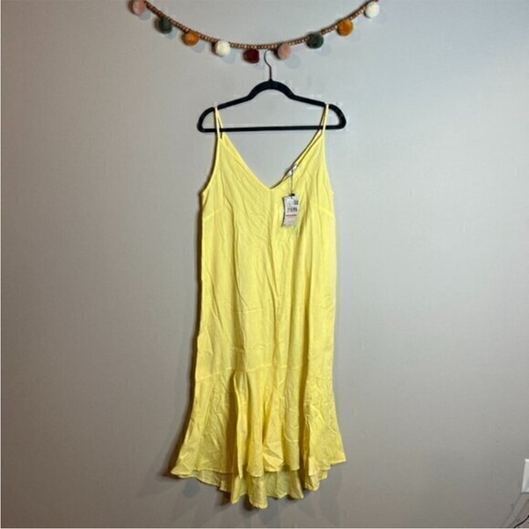 Mango Dresses & Skirts - New Mango yellow linen blend midi dress